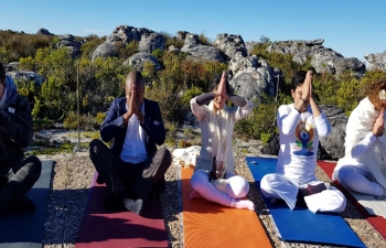 Celebration of the International Day of Yoga-2018 on top of Table Mountain, Cape Town