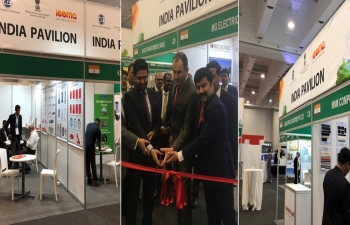 Consul General Abhishek Shukla inaugurating India Pavilion at African Utility Week in CTICC, Cape Town